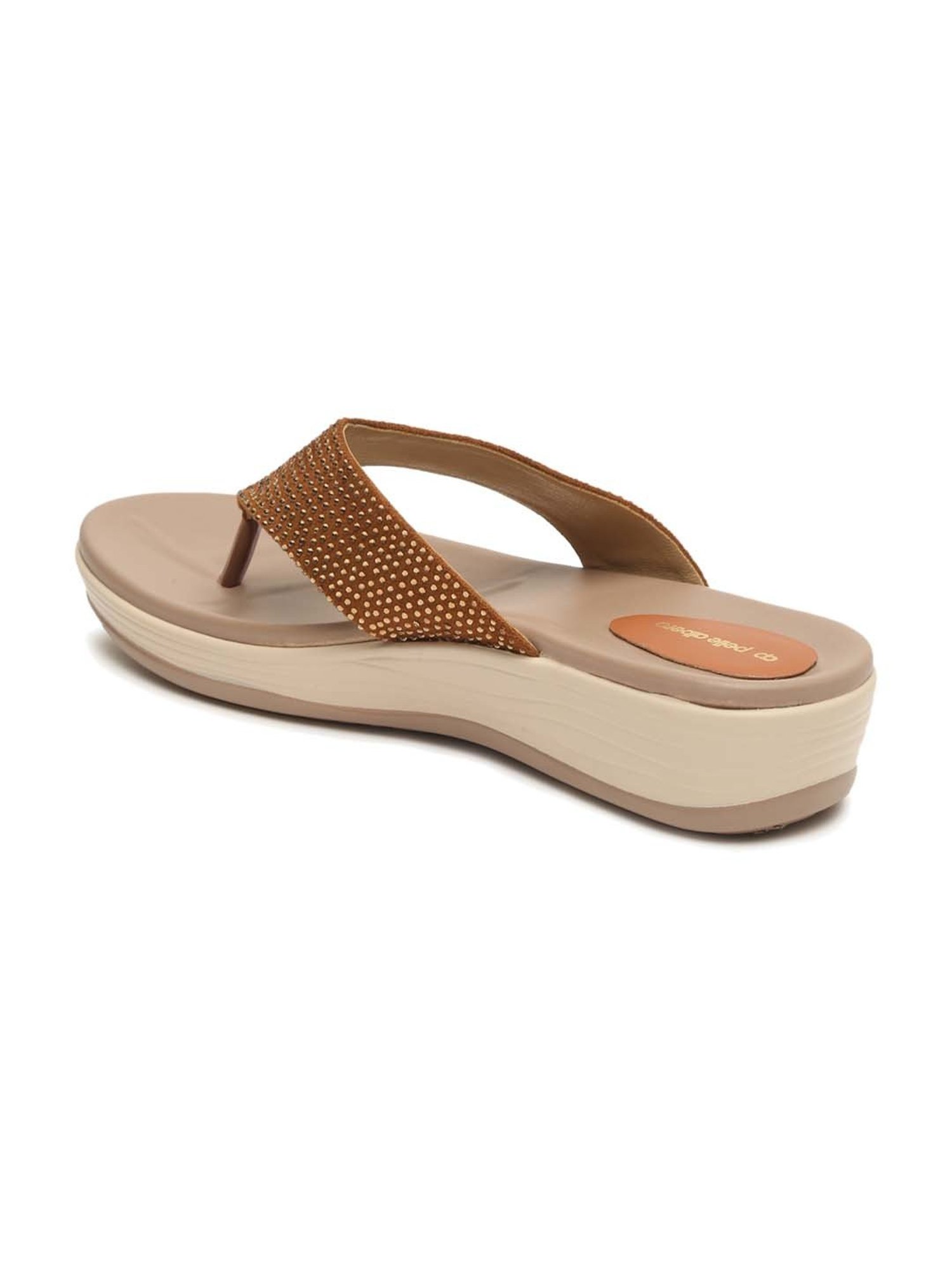 Pelle Albero Women's Tan Thong Wedges