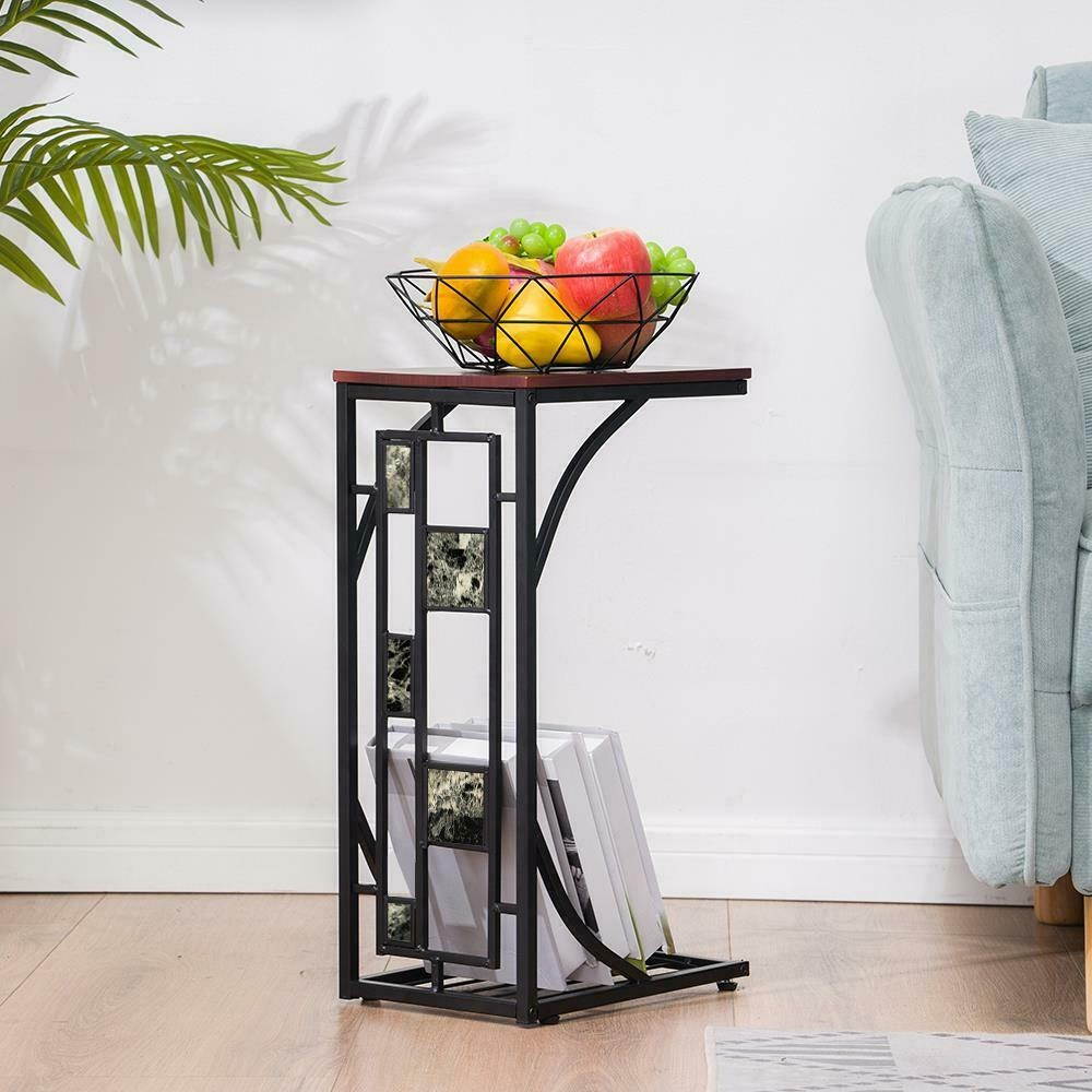 Finish Chrome Frame Snack Sofa Bed Side Magazine End Table With Scroll Desction