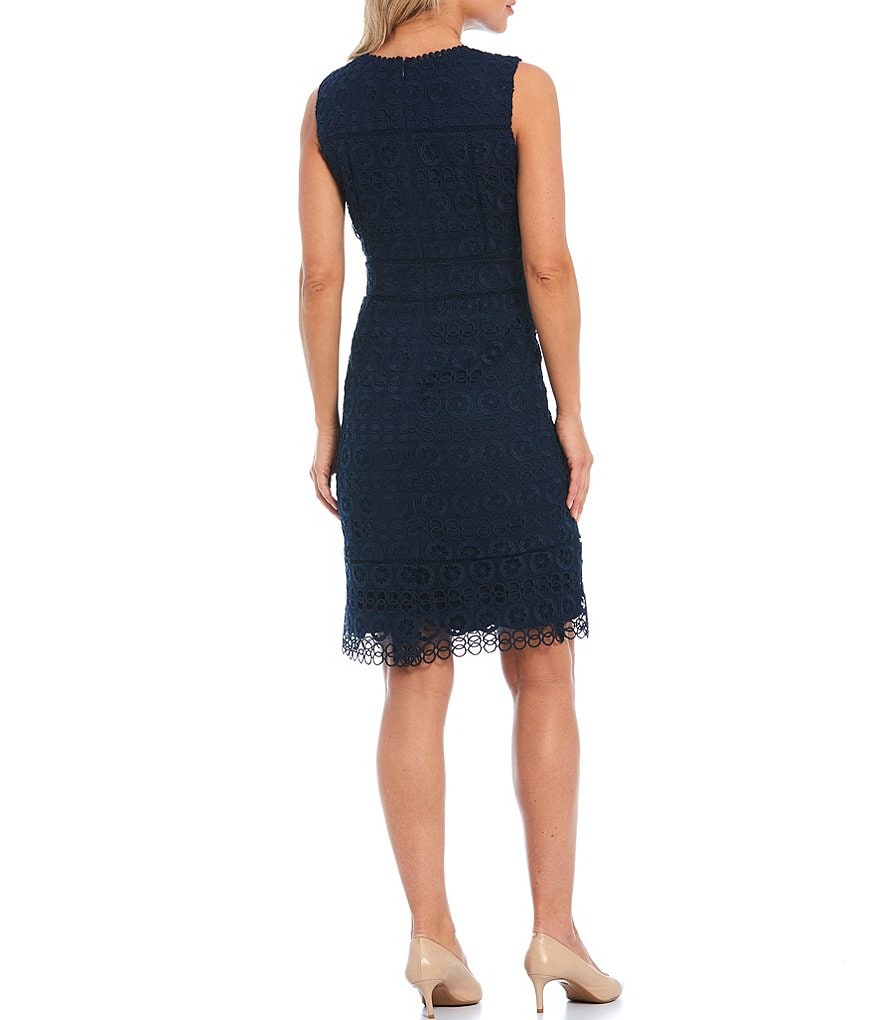 Preston & York Savannah Lace Jewel Neck Sleeveless Sheath Dress