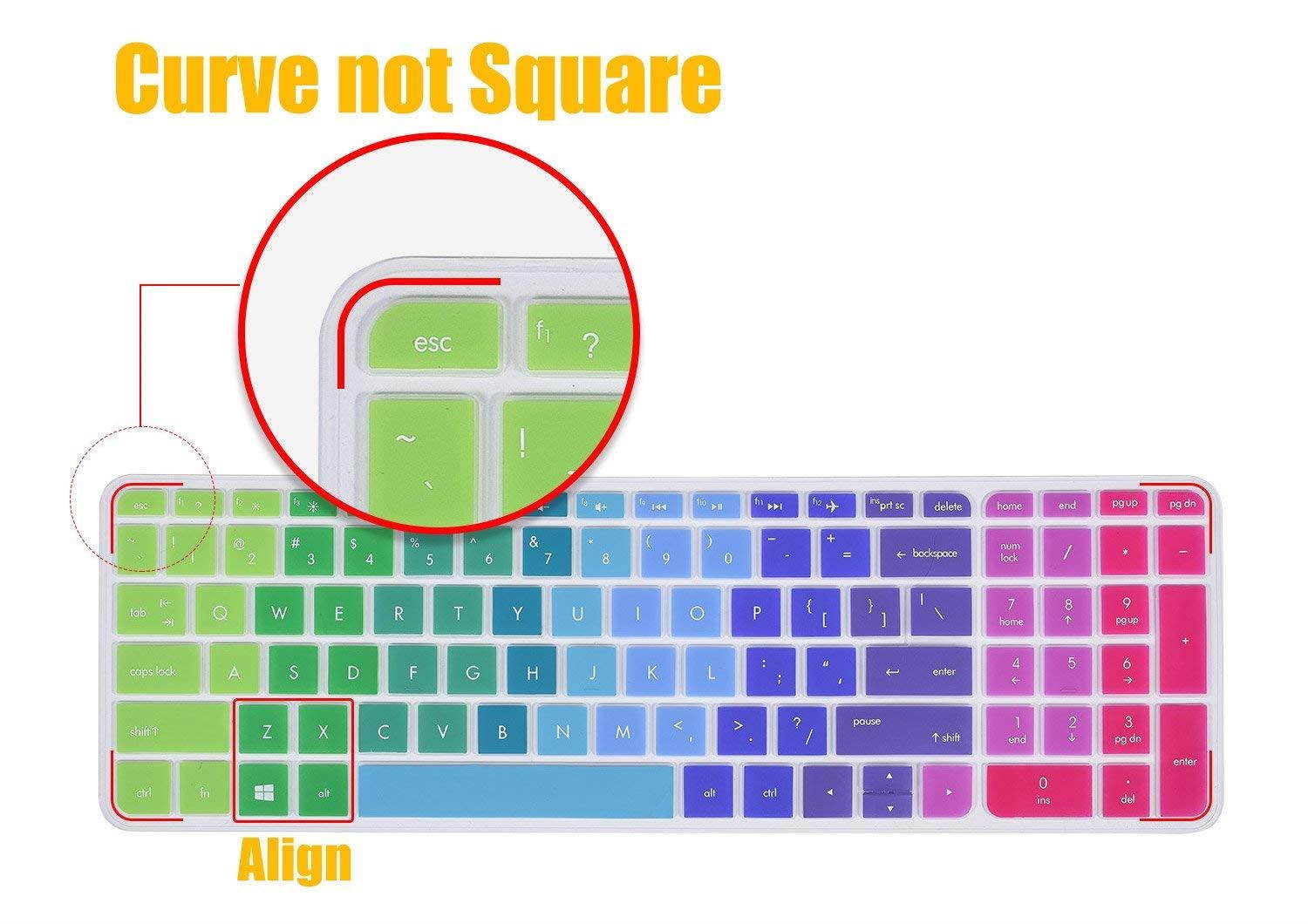 CaseBuy Keyboard Skin for 15.6" HP Pavilion 15-ab 15-ac 15-ae 15-af 15-an 15-ak 15-au 15-aw 15-ax 15-ay 15-ba 15-bc 15-bk US Layout - Compatible Model in the product description(Rainbow)