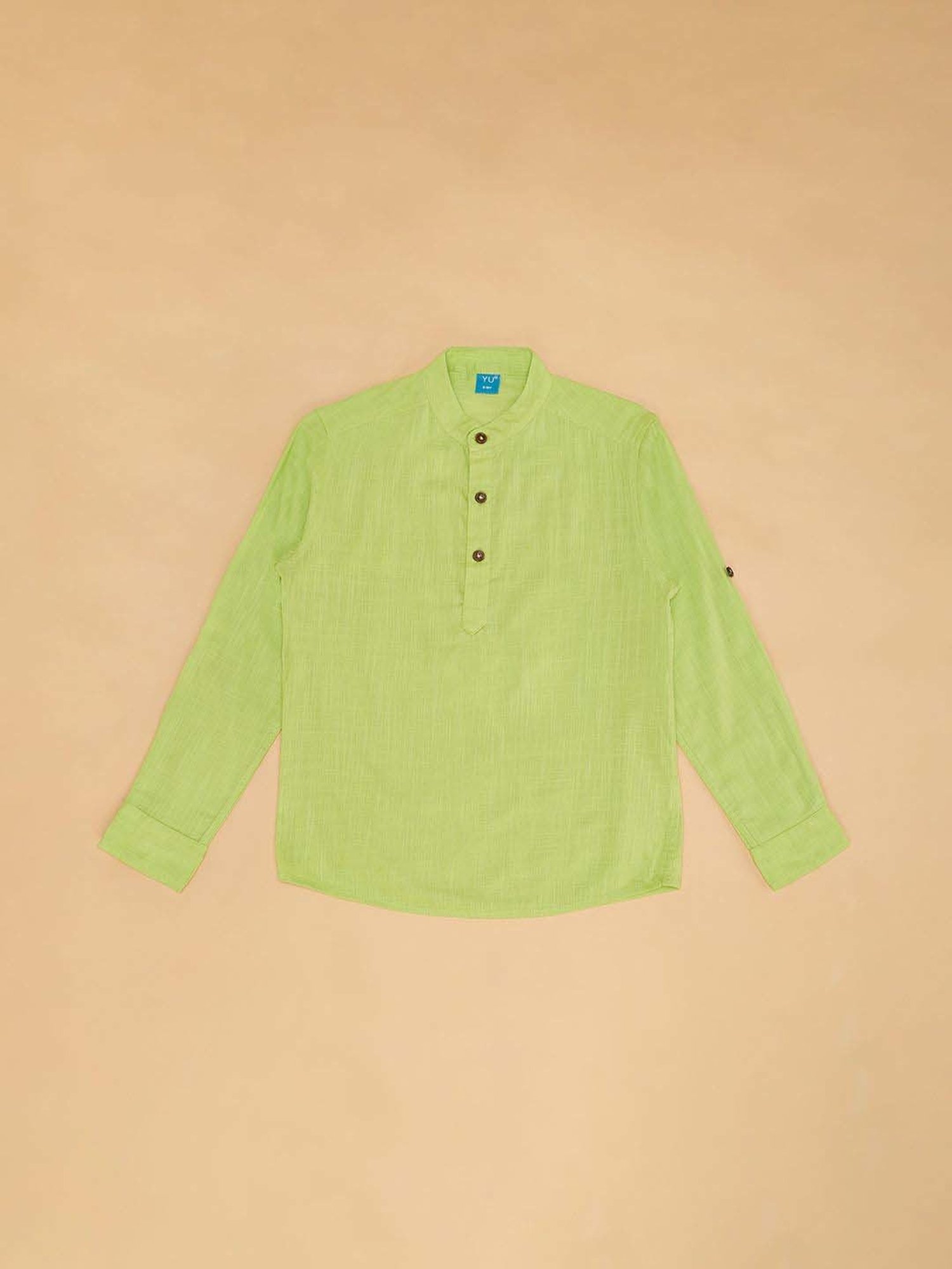 YU by Pantaloons Kids Green Cotton Regular Fit Full Sleeves Shirt