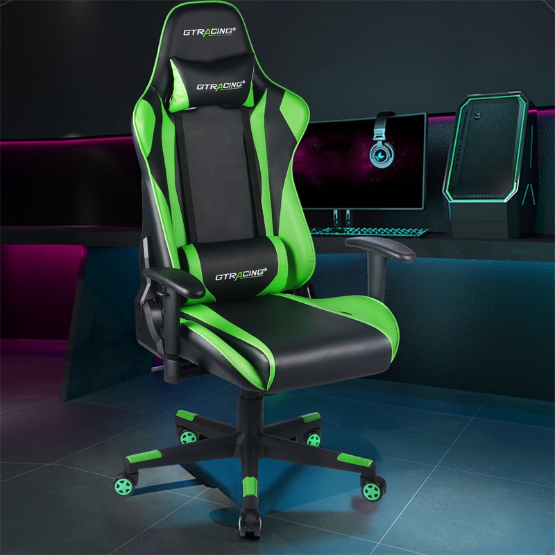 Gaming Chair, Racing Style Computer Desk Chair Padded Armrests Ergonomic Lumbar Support Adjustable Height