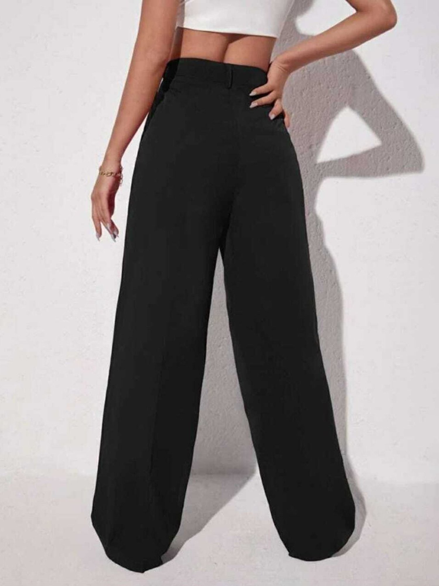 Broadstar Black Relaxed Fit High Rise Trousers