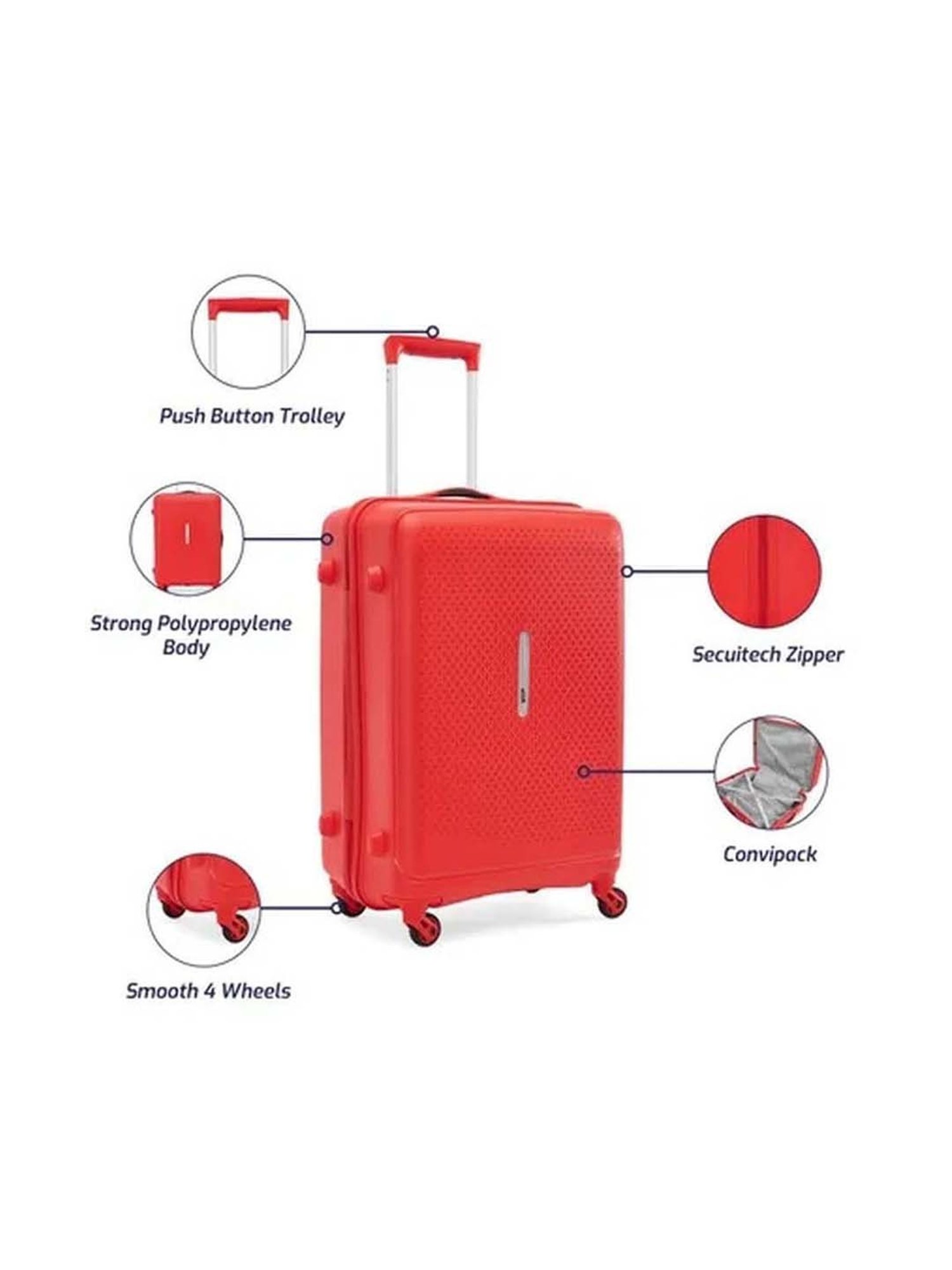 VIP Stargaze Red Printed Hard Medium Trolley Bag - 46 cm