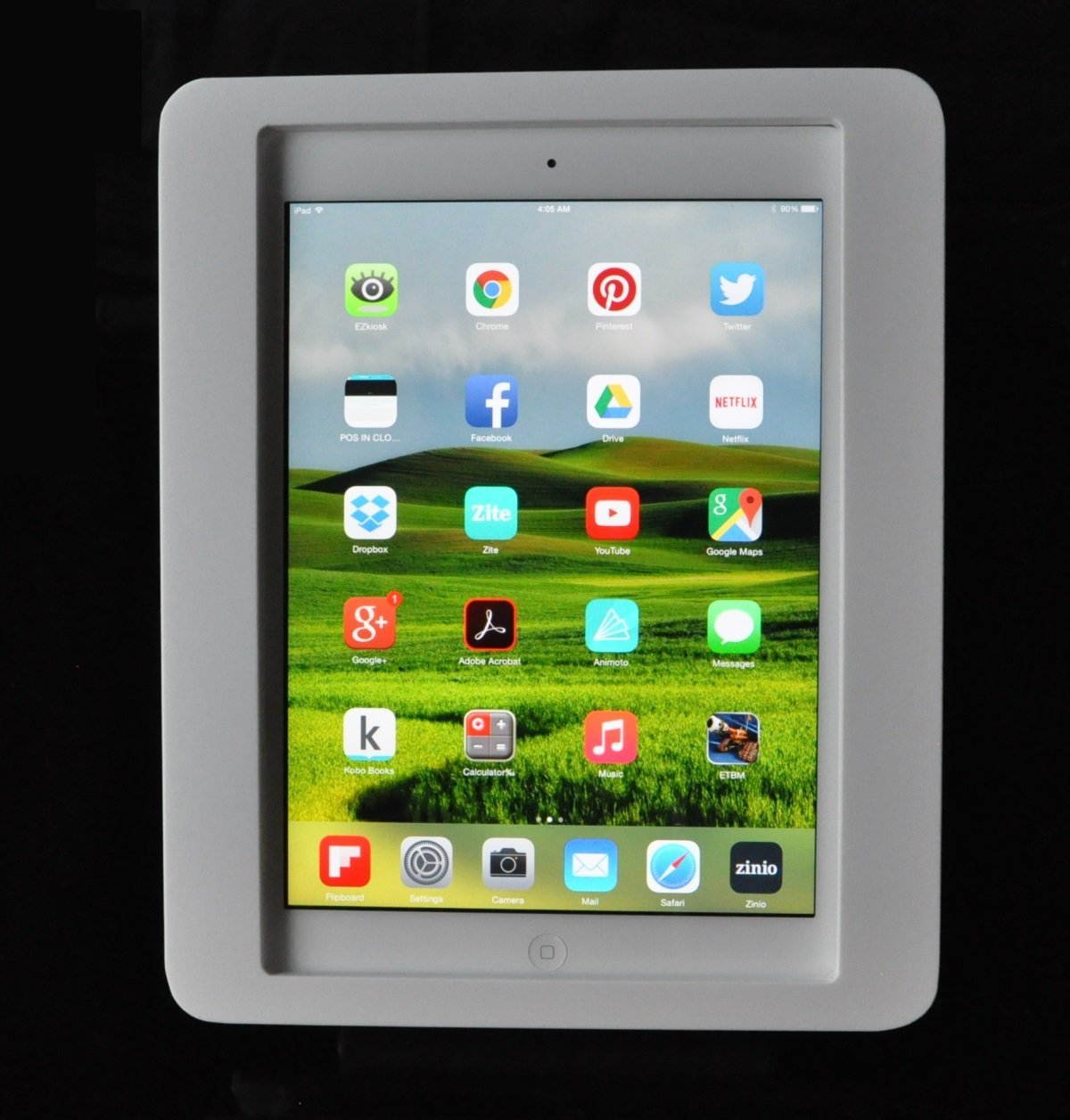 iPad 2/3/4 VESA Secureity Enclosure with Desktop Mount Stand, White Acrlyic material for POS, Kiosk, Store Display, Show Display, Square Card Reader