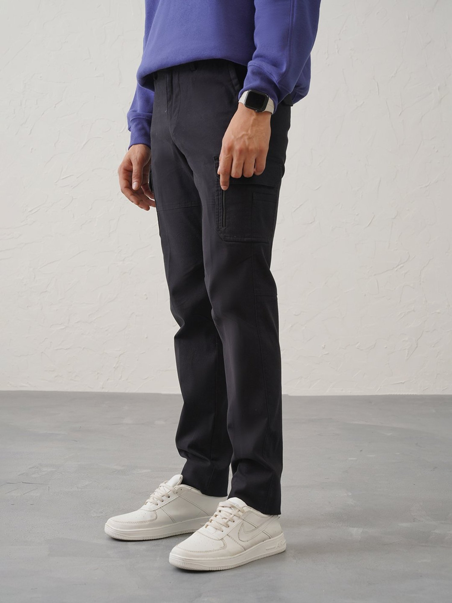 MinusOne Black Regular Fit Cargos