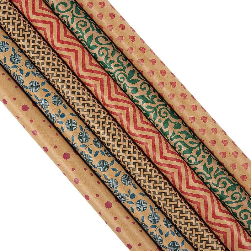 6-PacK 30" x 120" Gift Wrapping Paper Rolls Kraft Paper for Birthday Christmas