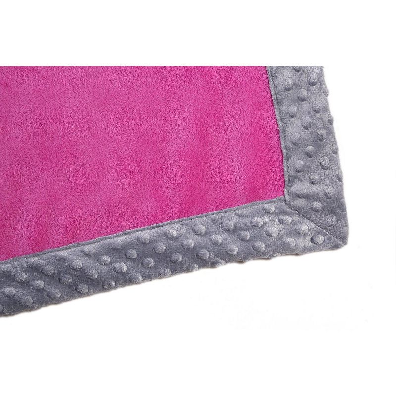 Bacati - Solid Fuchsia with Solid Border Blanket (Fuchisa/Grey Border)