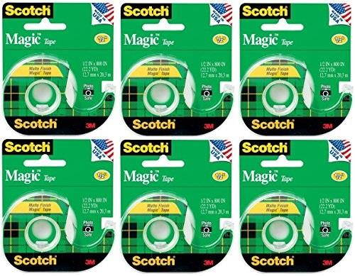 Scotch 3M 119 Magic Tape, 1/2 x 800 Inches Pack of 6 Rolls