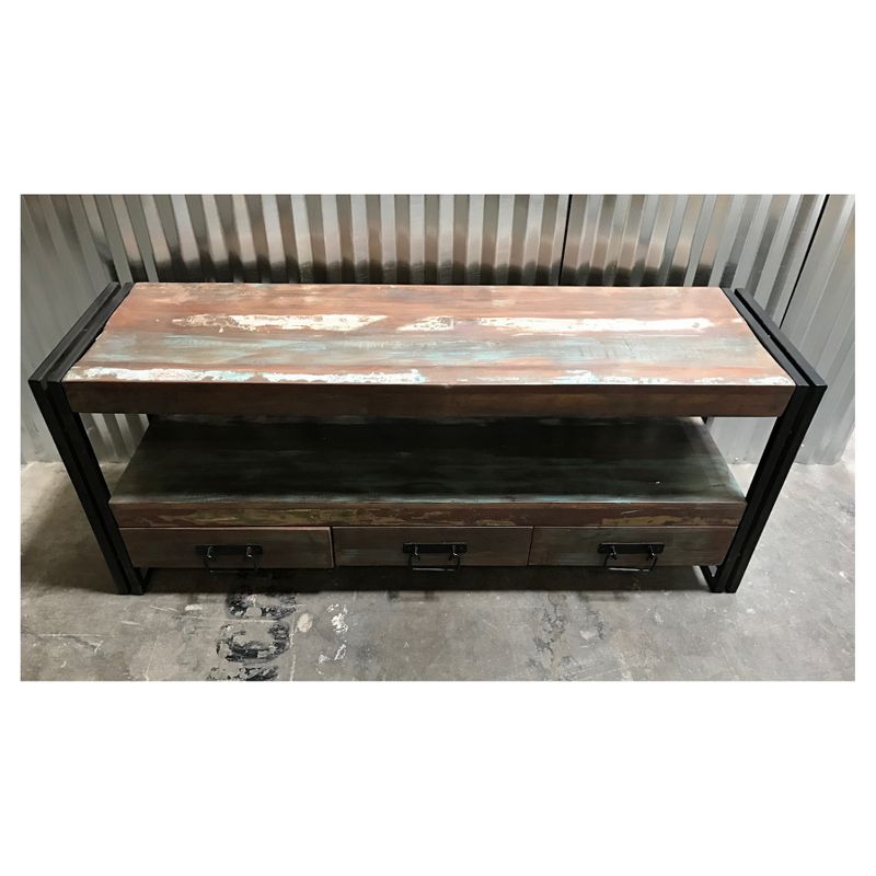 Industrial Old Reclaimed Wood and Iron 3 - Drawer 70" TV Console - Timbergirl