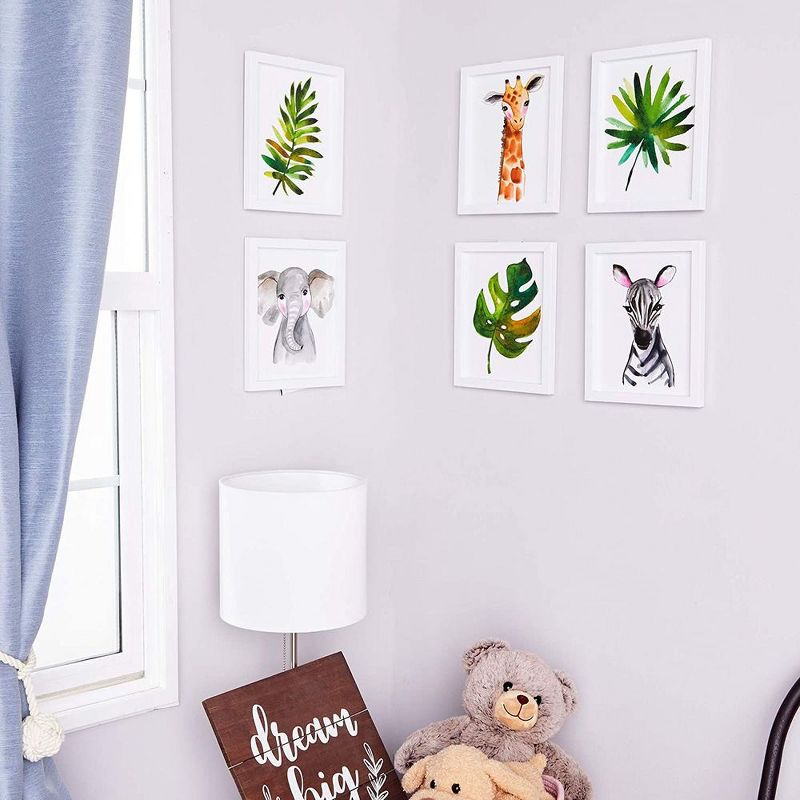 Juvale 6 Pack Animal Nursery Wall D'ecor, Zebra, Giraffe, Elephant (8 x 10 In)