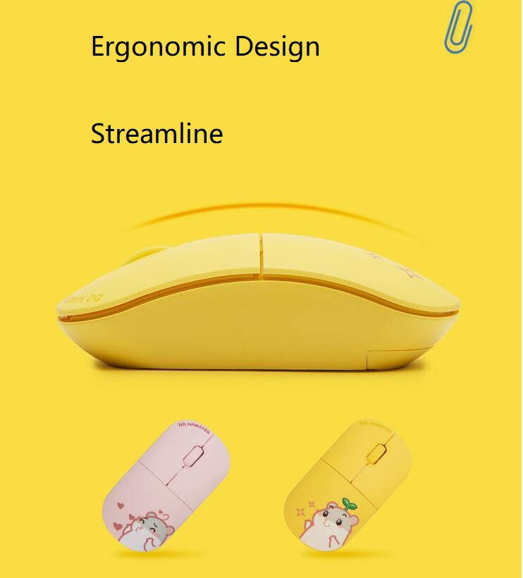 Fuhlen X DD. Hamster Limited Version MK900 2.4 GHZ  Wireless Connectivity,Round Keycaps Keyboard and 3 Files  DPI Adjustable Mouse Combo-Yellow