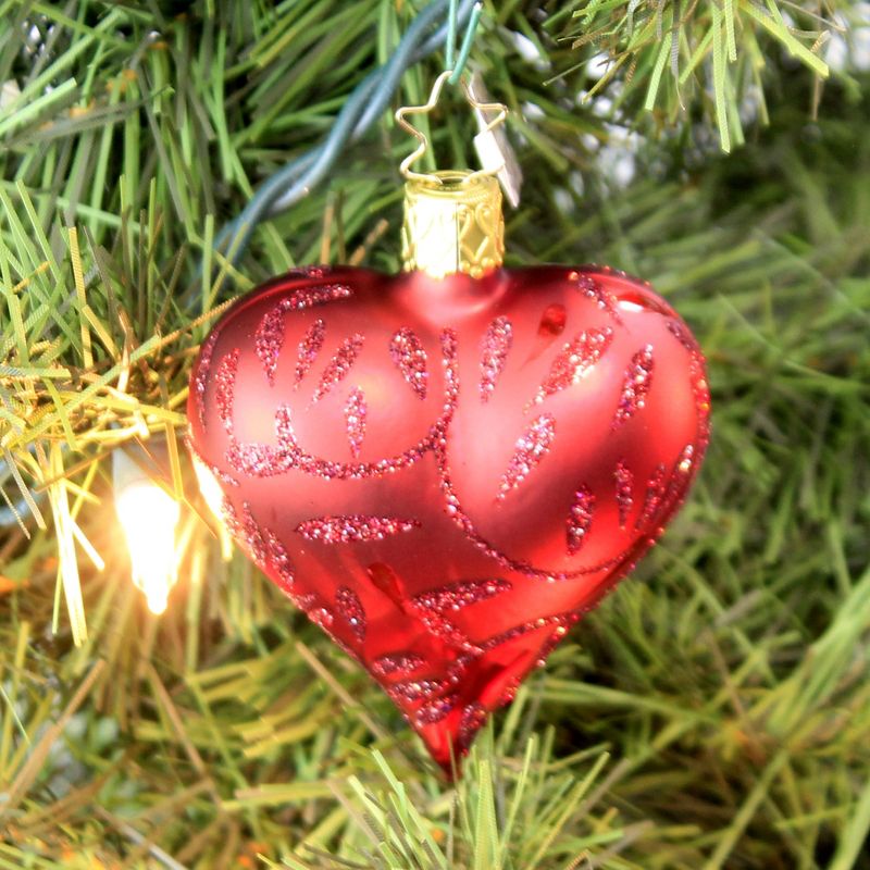 Inge Glas 3.0" Delights Dark Red Heart Ornament Valentine's Day  -  Tree Ornaments