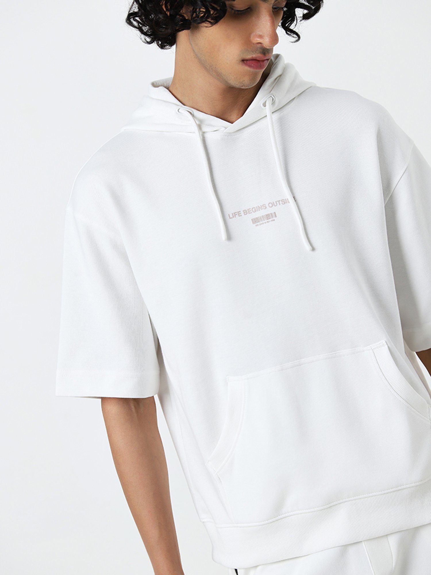 Studiofit by Westside White Text-Printed Relaxed-Fit Sweatshirt