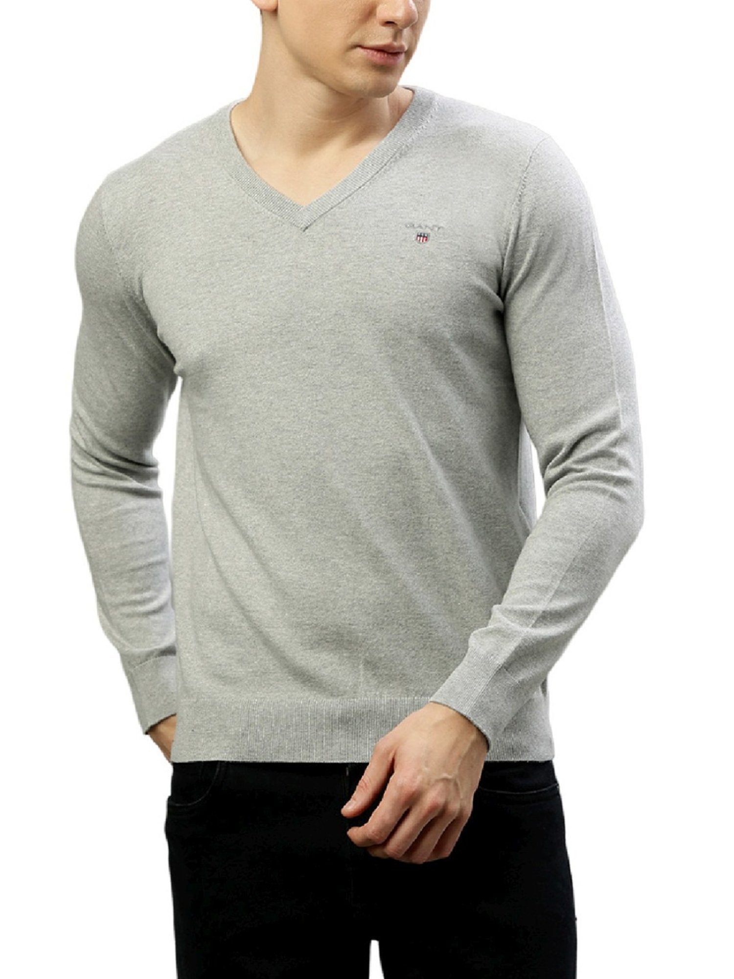 Gant Grey Cotton Regular Fit Sweaters