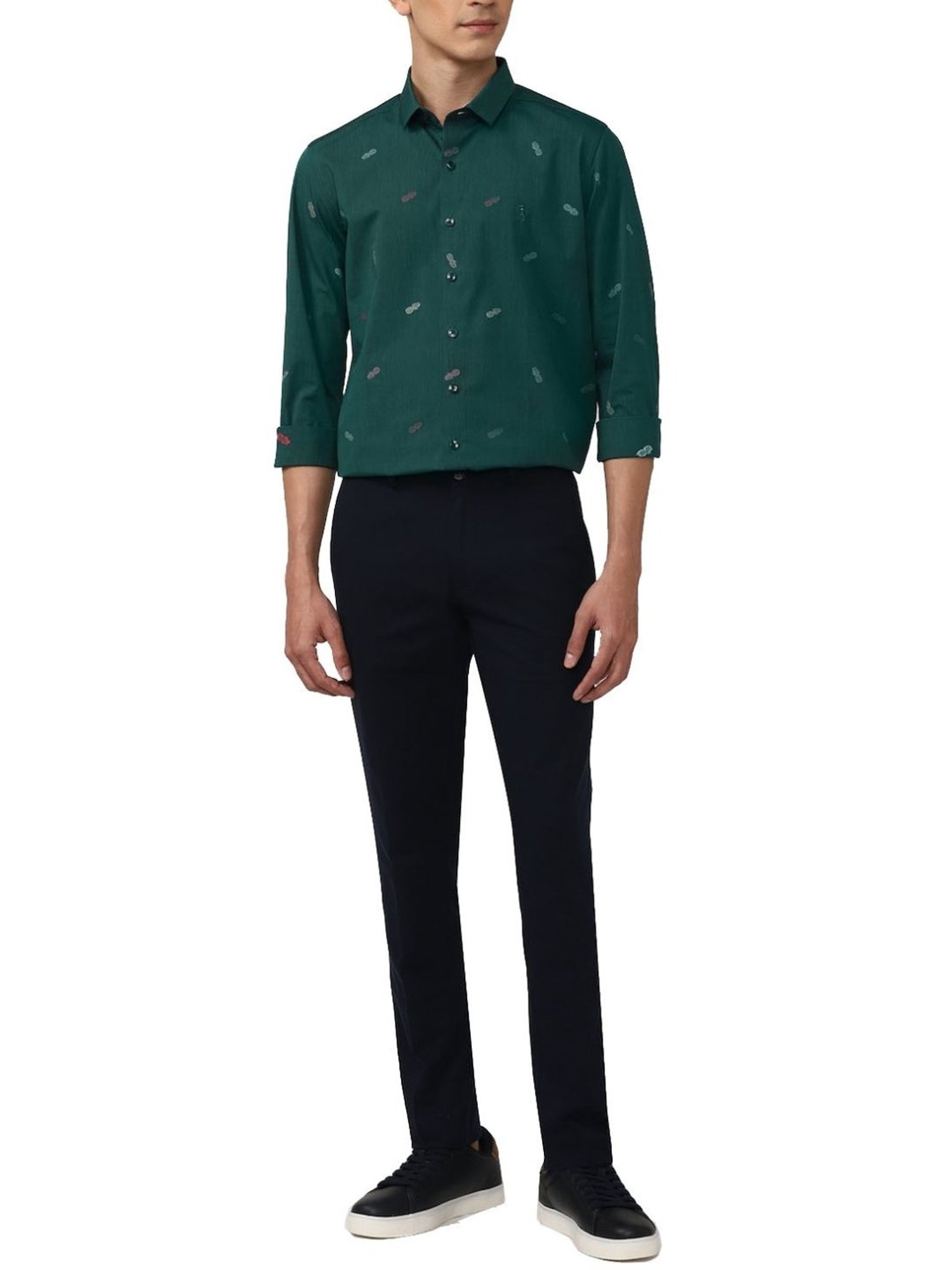 Simon Carter London Green Printed Slim Fit Shirt