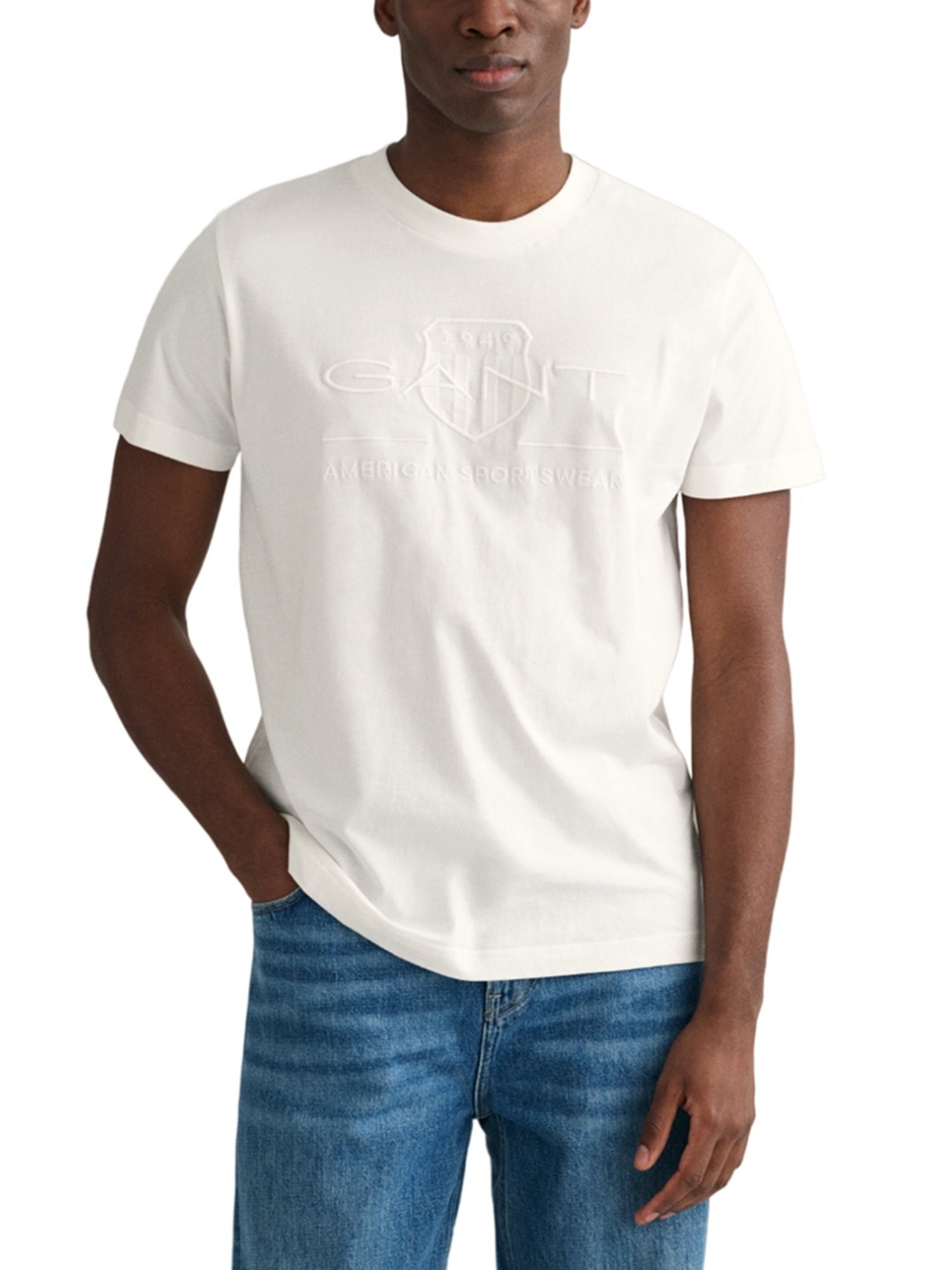 Gant White Regular Fit Logo Printed T-Shirt