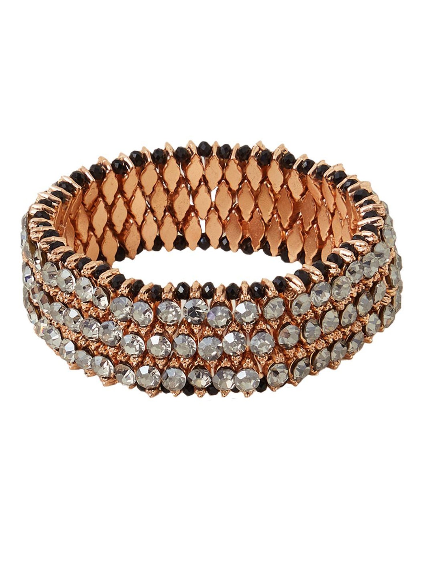 Accessorize London Women's Black Beaded Stretch Wide Bracelet