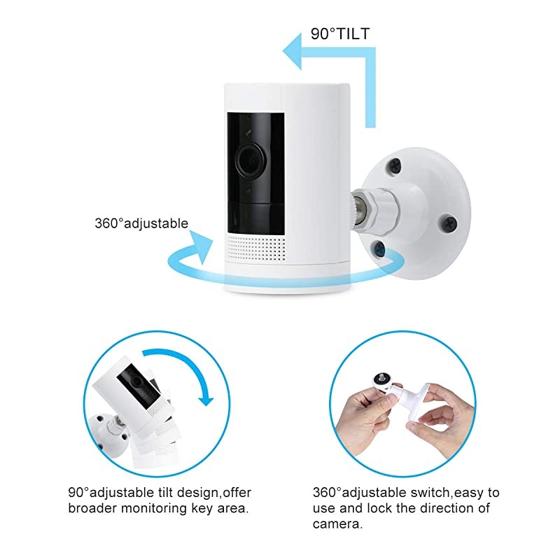 Wall Mount Compatible with Ring Stick Up Cam WiredBattery and Ring Indoor Cam HD Security Camera360 Degree Adjustable Mounting Bracket 2 Pack
