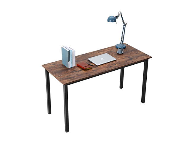 HILINSTON Computer Desk Gaming Table 55 inch Writing Study Desk for Home Office Workstation - Simple Retro Table with Sturdy Metal Frame for Living room,Brown,GT41