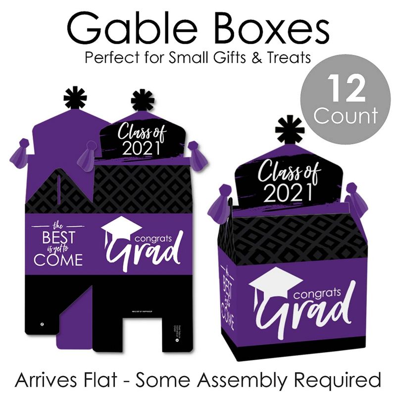 Big Dot of Happiness Purple Grad - Best is Yet to Come - Treat Box Party Favors - 2021 Purple Graduation Party Goodie Gable Boxes - Set of 12