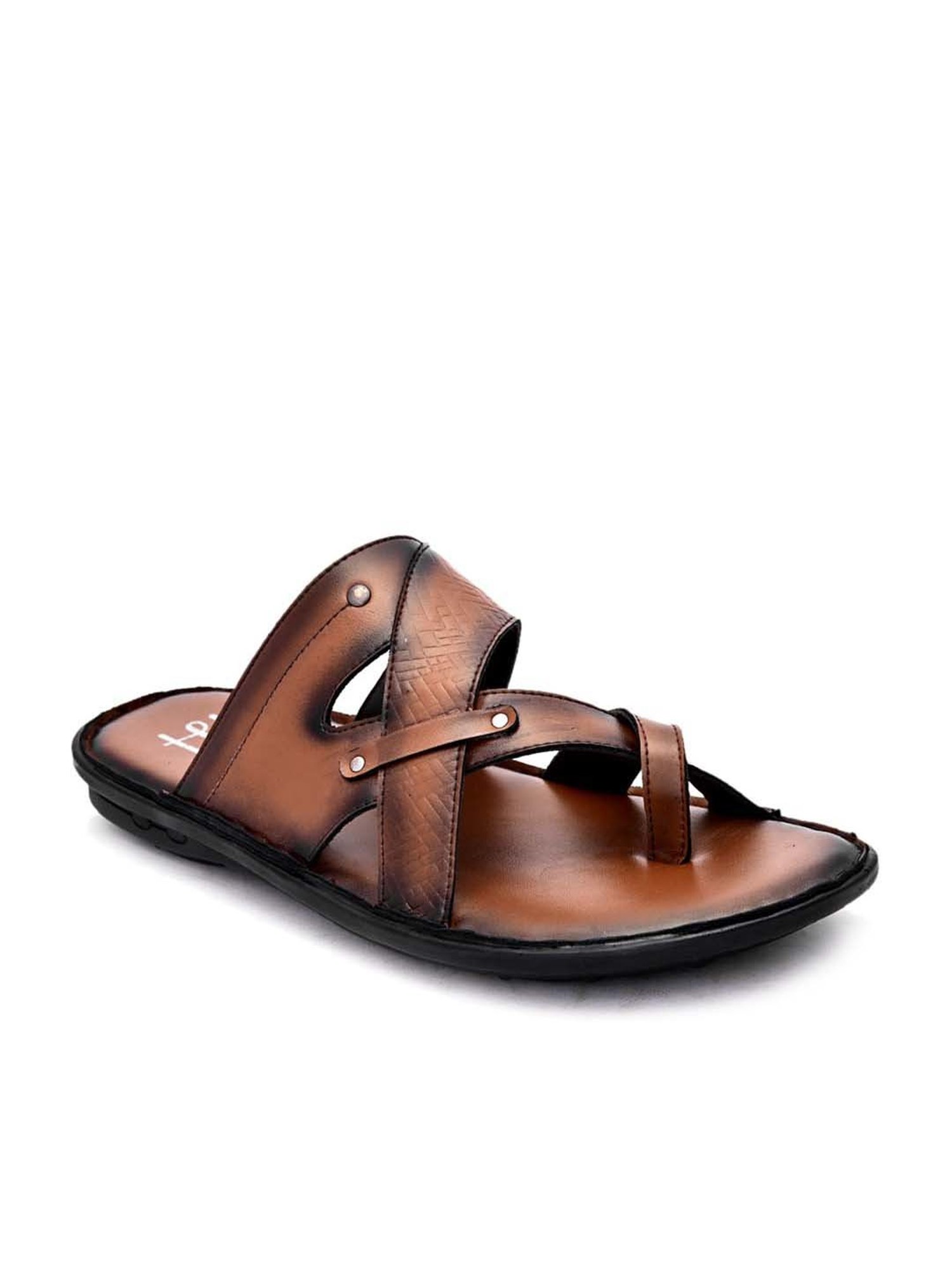 Hydes N Hues Men's Tan Cross Strap Sandals