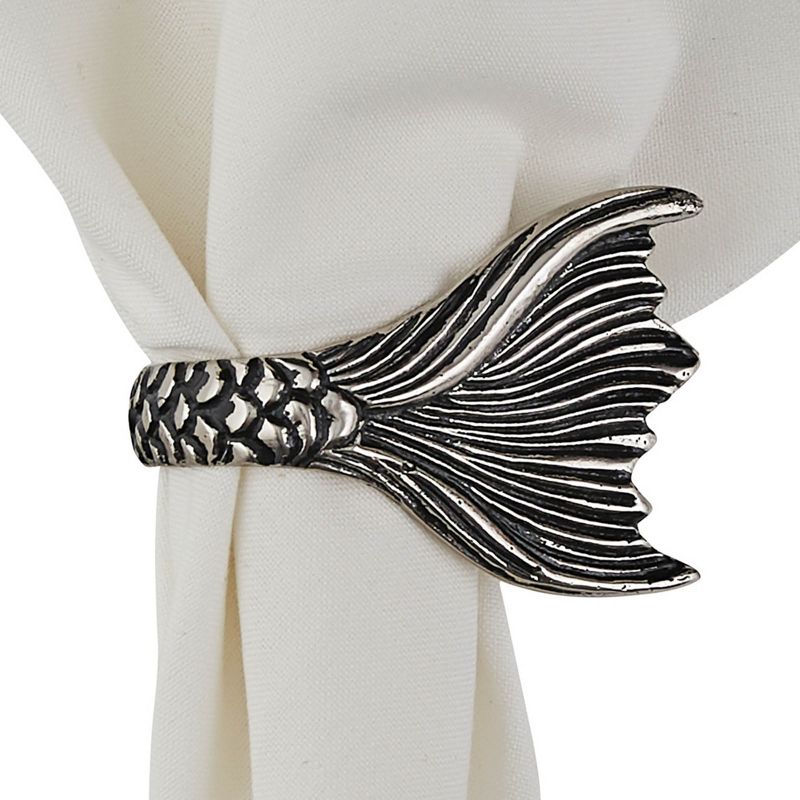 Split P Mermaid Napkin Ring Set - Silver