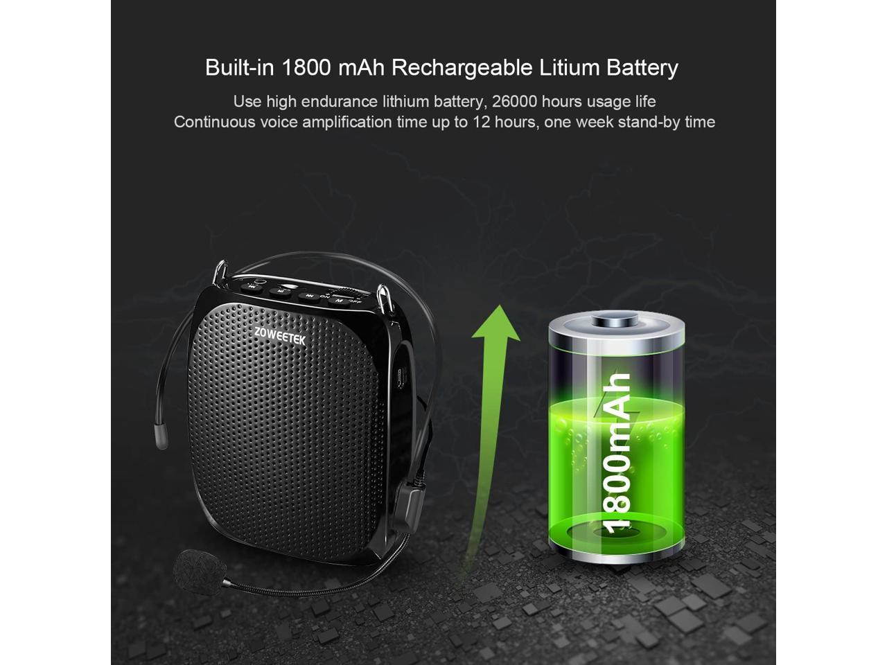 New Zoweetek Portable Rechargeable Mini Voice Amplifier with Wired Microphone Headset and Waistband Supports MP3 Format Audio for Teachers Singing Coaches Training Presentation Tour Guide