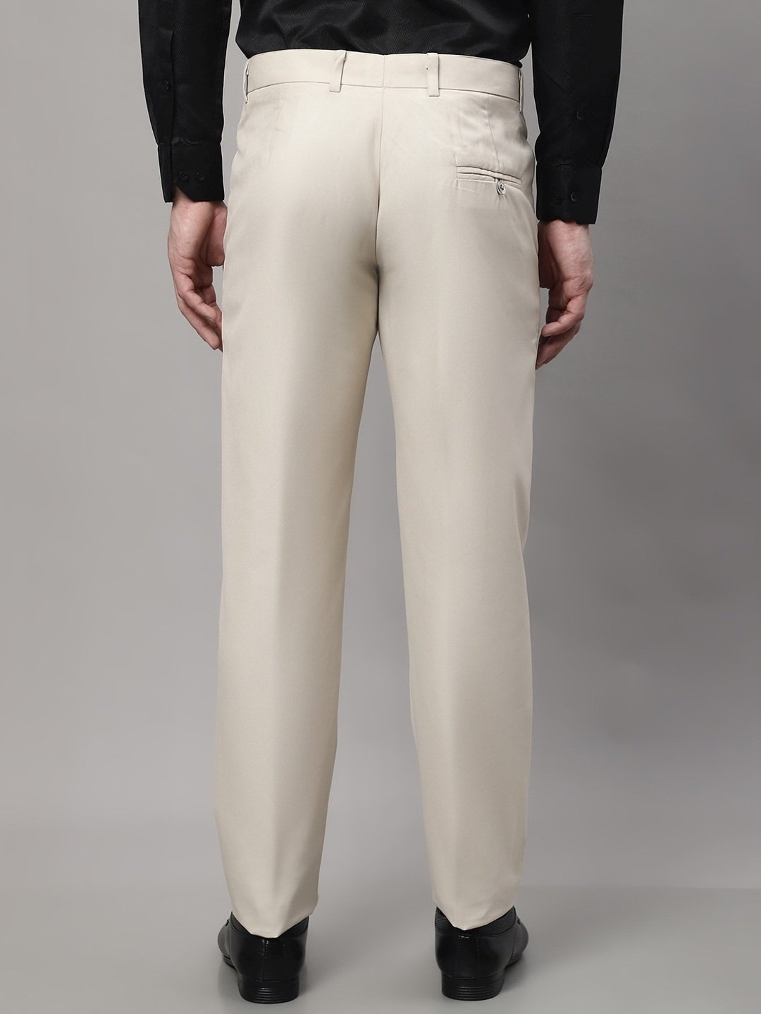 Jainish Cream Cotton Tapered Fit Trousers