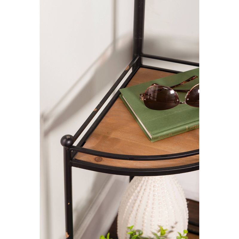 Corner Metal and Wood Coat Rack Brown - Linon