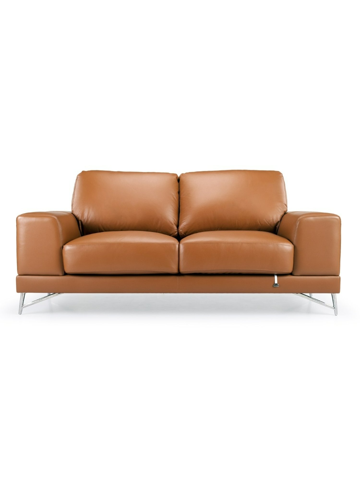 Durian Sanford Contemporary Tan Brown Leather 2 Seater Sofa