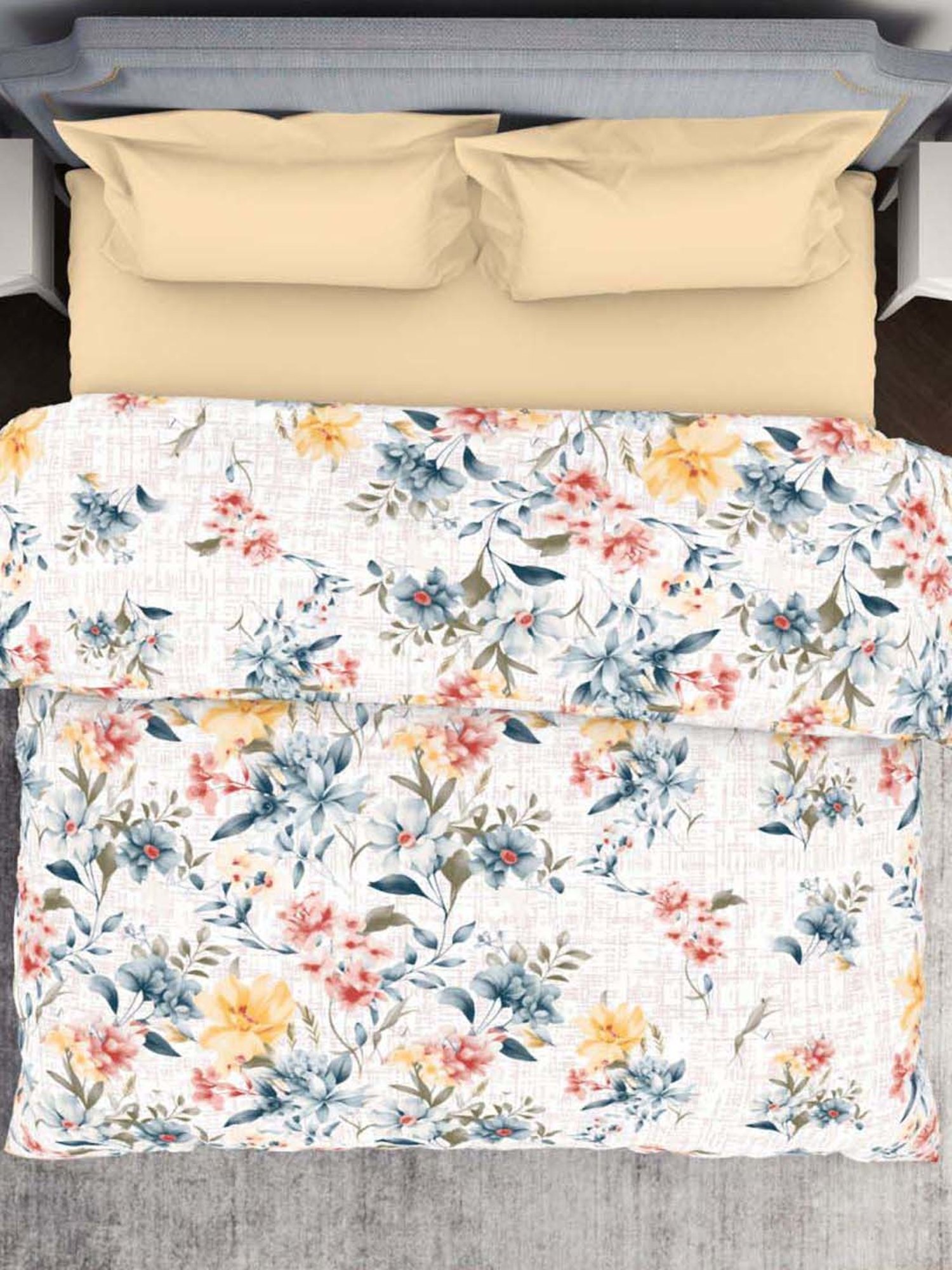 Maspar Vincent Green & Blue Cotton 120 TC Reversible Quilt - Set of 1