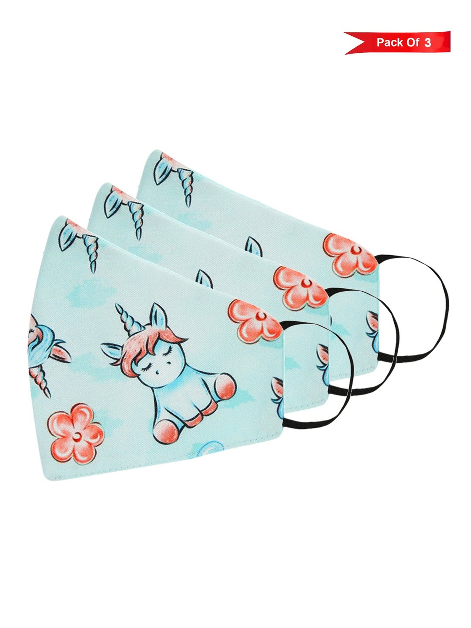 Tossido 2 - 7 Yrs. KIDS 3 Layered Reusable Face Masks - Pack of 3