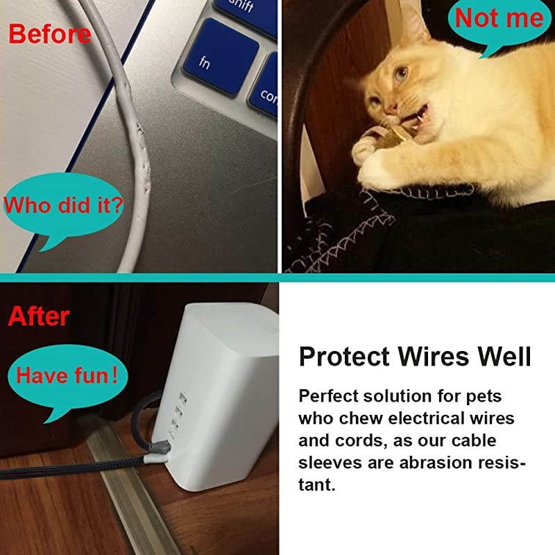 100 Feet 12 inch Flexible Expandable Braided Cable Sleeve Wire Loom Sleeving and Organizer Protector for TV Audio PC Cords from Pets Chewing by  Black