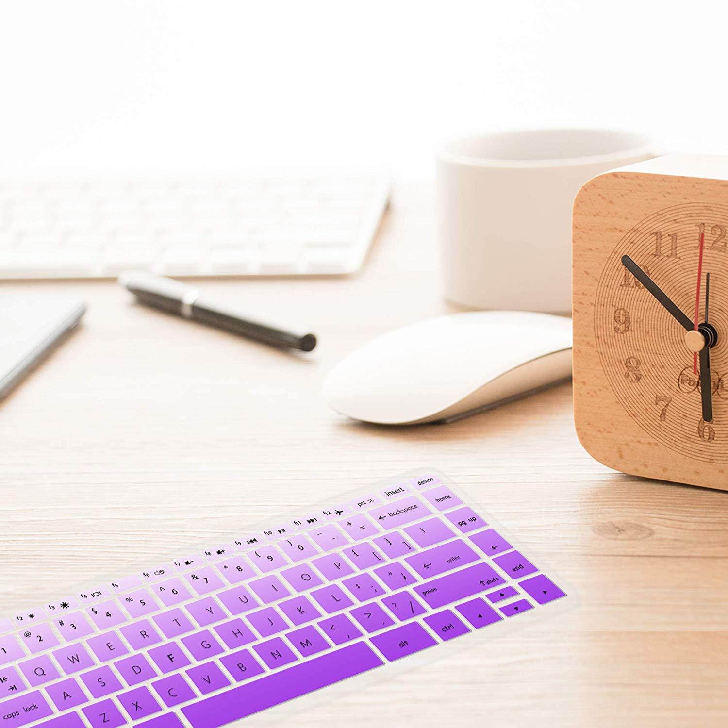 [2 pack]HP Stream 14 Inch Laptop Keyboard Cover Skin for HP Stream 14-ax Series,14 inch HP Pavilion 14-ab 14-ac 14-ad 14-al 14-an Series,14-ab010 14-ab166us 14-ac159nr 14-al062nr(Gradualpurple+clear)