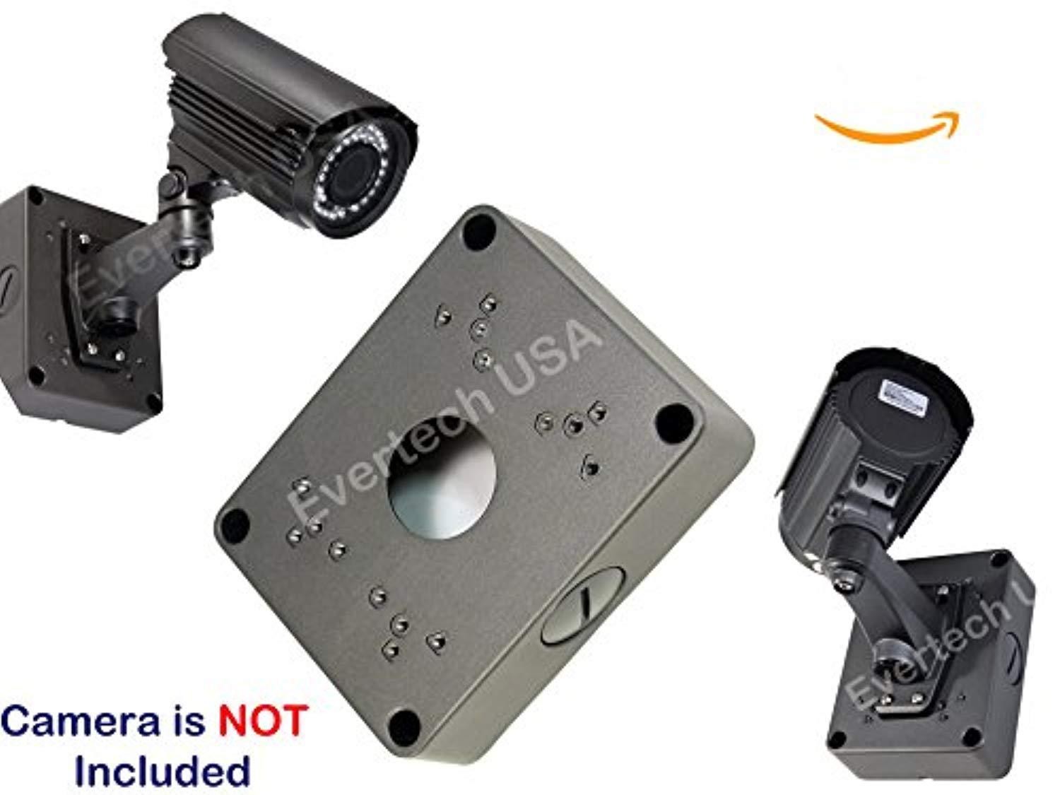 evertech black/gray 5.3" camera base junction outlet box for adjustable lens bullet cctv security cameras