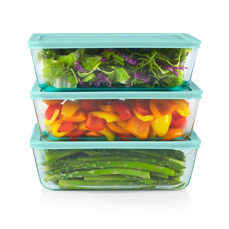 Pyrex Simply Store 6pc Glass Rectangular Food Storage Container (3 dishes, 3 lids) Set