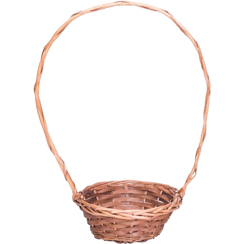 Vintiquewise Willow Brown Round Shaped Basket with High Handle