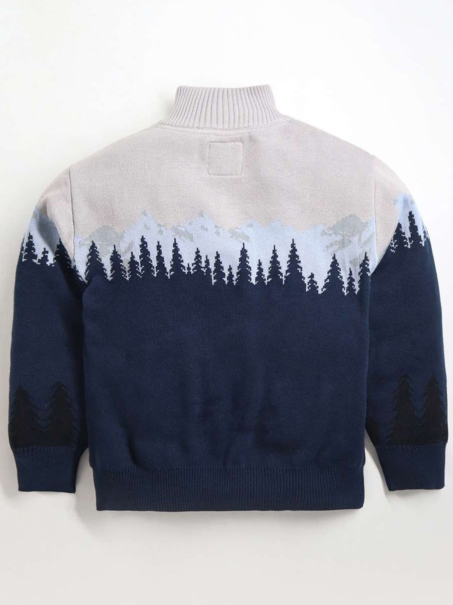 Cherry Crumble By Nitt Hyman Kids Grey & Navy Cotton Printed Full Sleeves Sweater