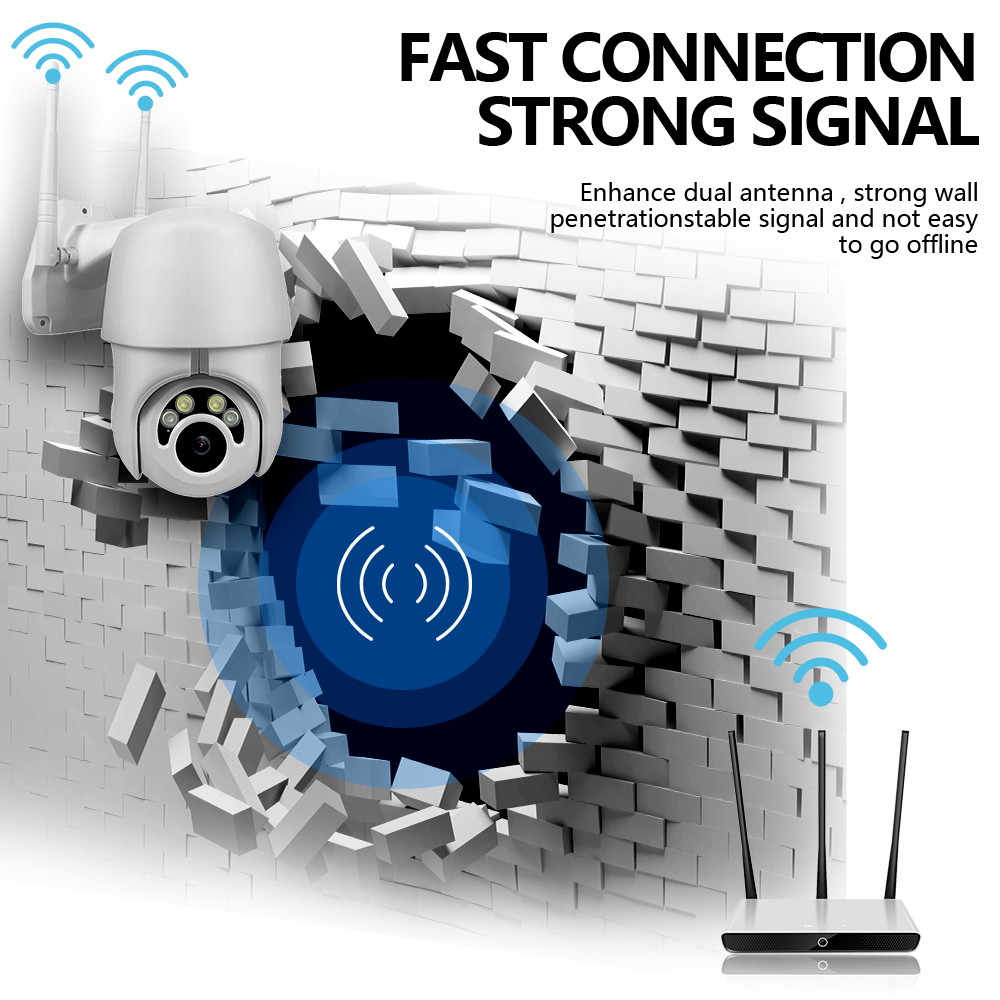 1080P PTZ Outdoor IP Camera Topmall1 Speed Wireless WiFi Security Camera Dome Auto-Tracking Pan Tilt Zoom 2MP Net Work Loop Recording CCTV Surveillance