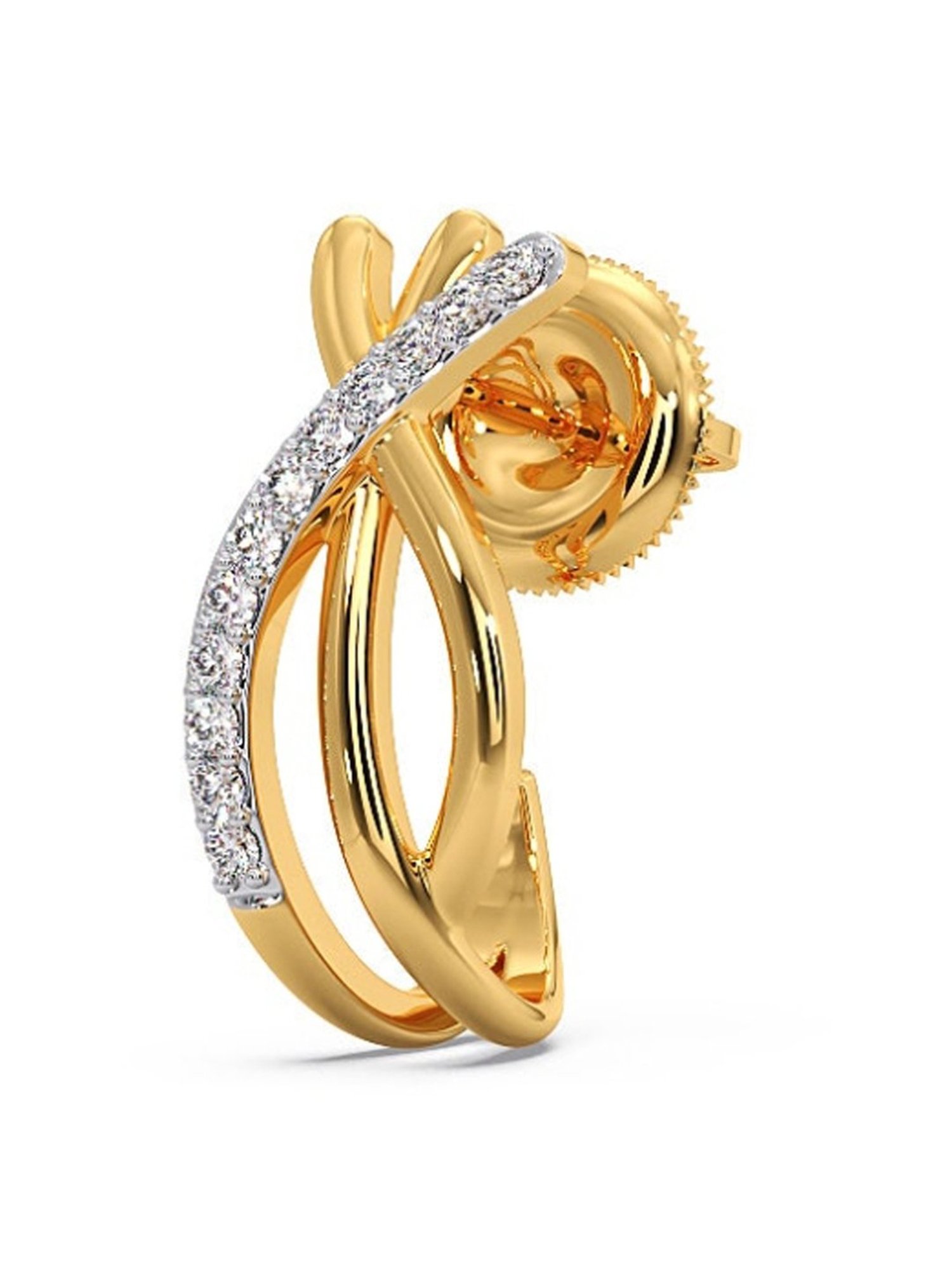 Candere by Kalyan Jewellers Peacock Collection 18k Yellow Gold Diamond Hoop Earrings for Women
