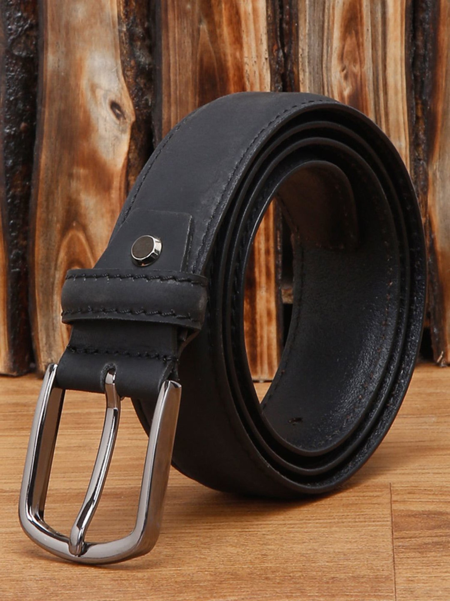 Louis Stitch Black Leather Casual Belt for Men