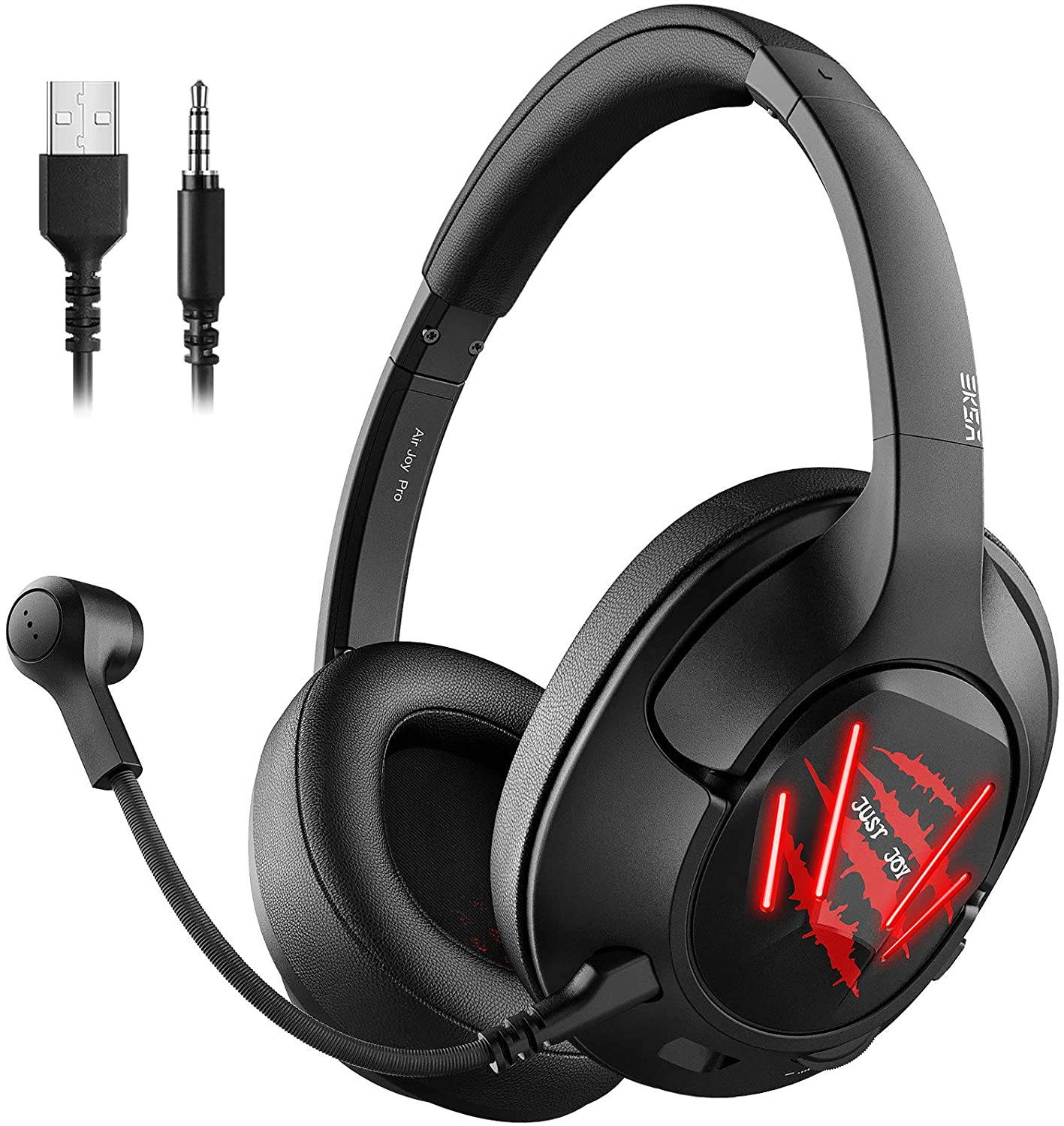 EKSA E3 Air Joy Pro USB Gaming Headphones With 7.1 Surround Sound LED Light 2 in 1 Stereo Gaming headset With Detachable Mic for Xbox/PS4/PC/Phones