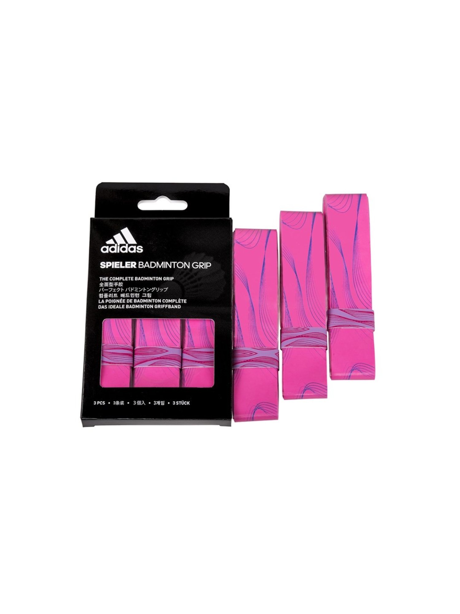 Adidas Spieler Solar Pink Printed Badminton Racquet Overgrips (Pack of 3)