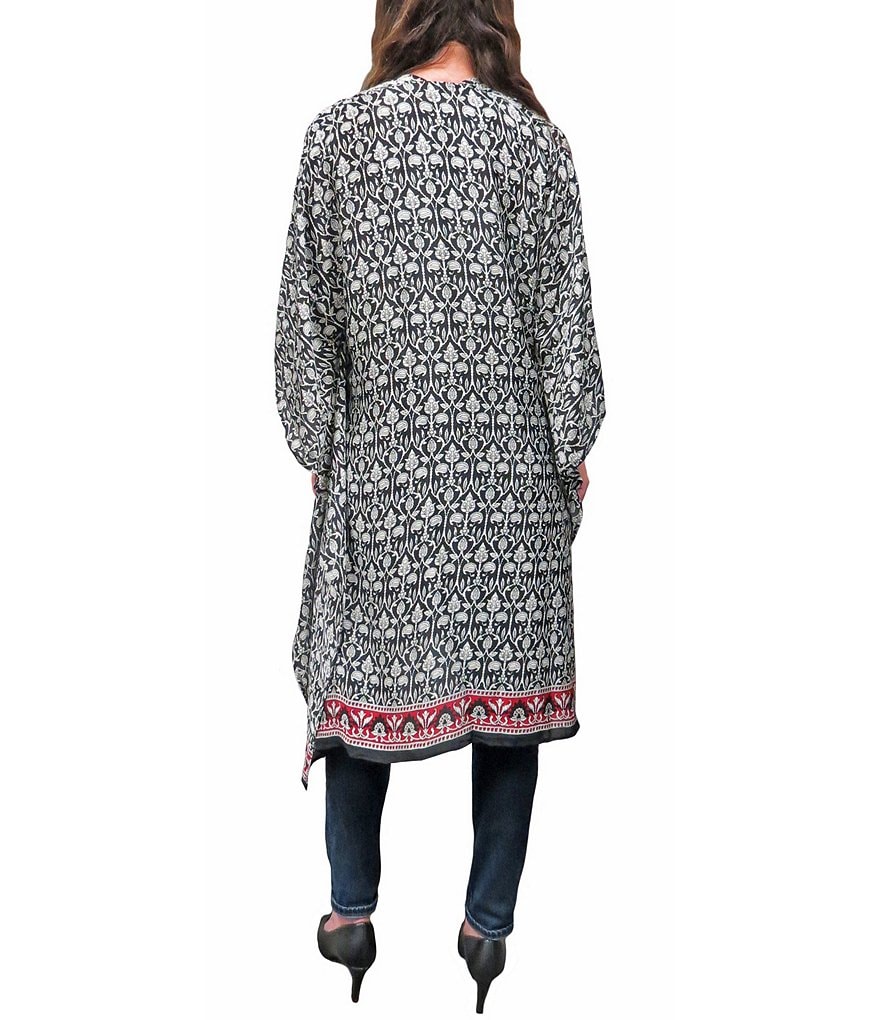 Karyn Seo Raquel Embroidered Printed Kimono Maxi Cardigan