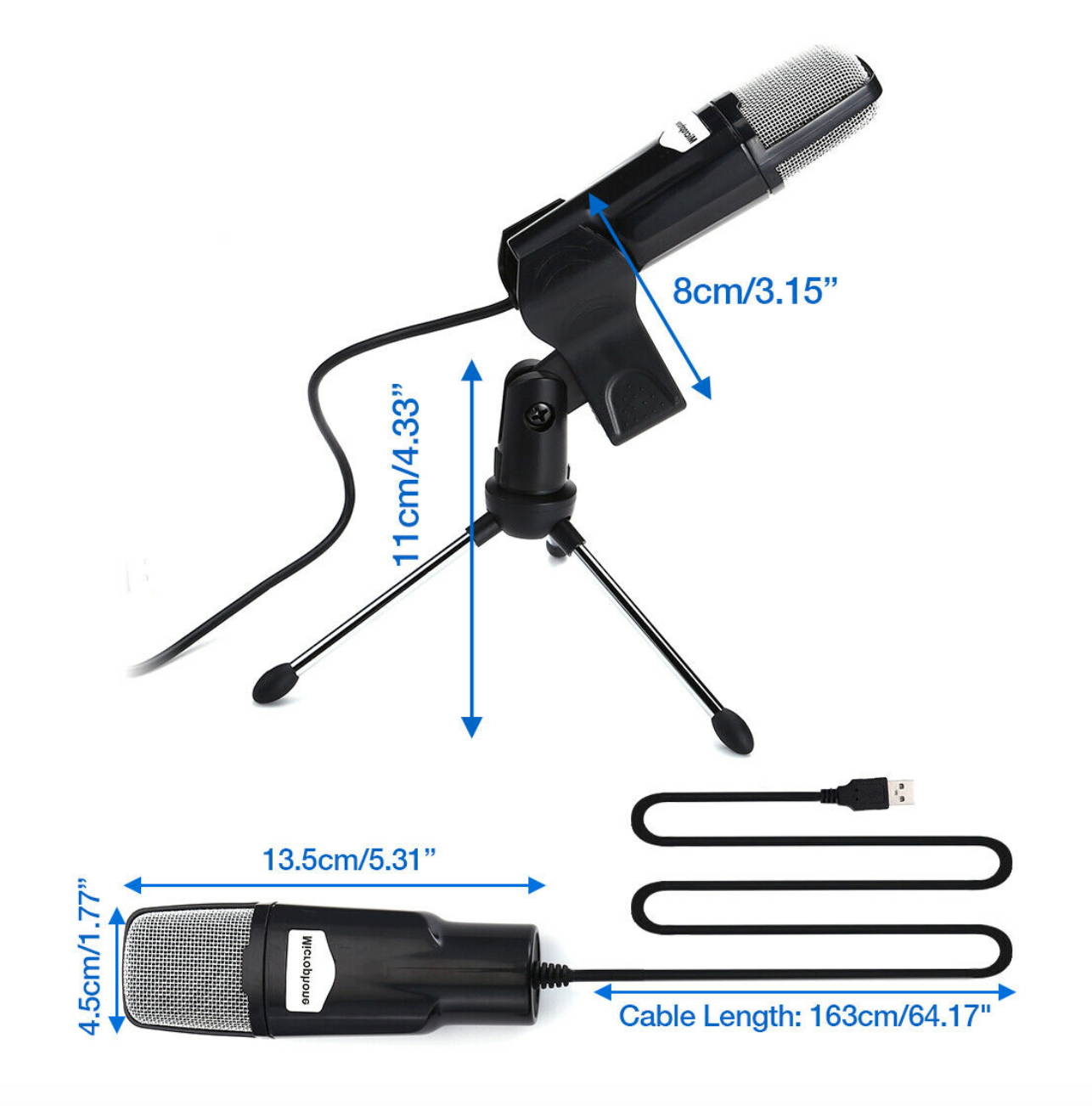 Professional USB Condenser Microphone Studio Sound Recording Mic w/Stand Tripod