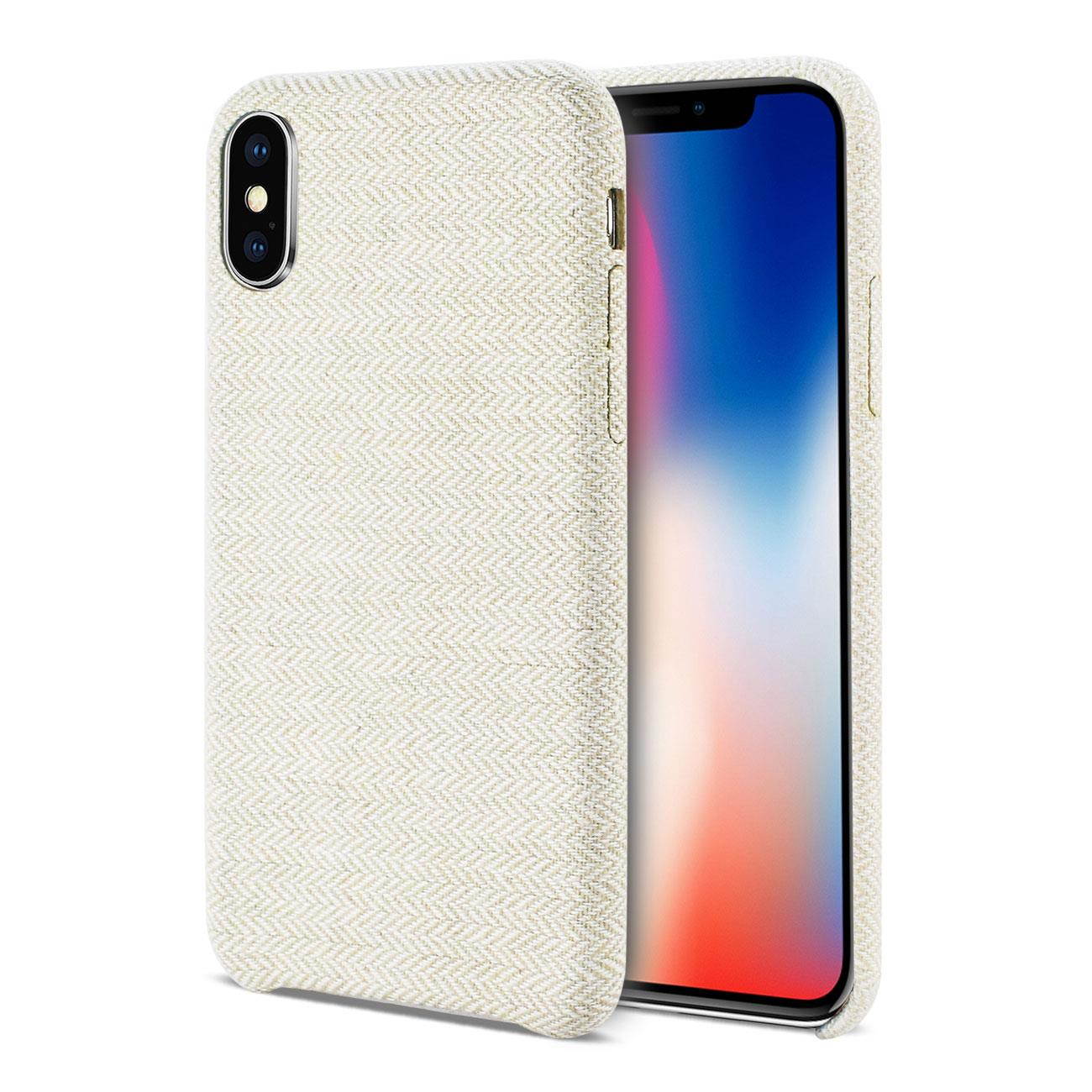REIKO iPhone X/iPhone XS HERRINGBONE FABRIC IN BEIGE