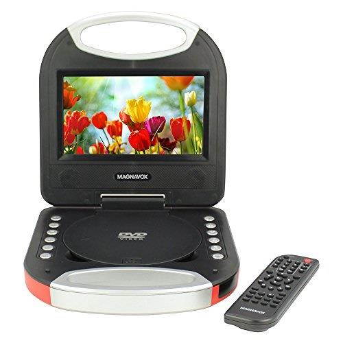 magnavox mtft750rd red 7 inch portable dvd player with remote control, and car adapter, tft screen, cd player