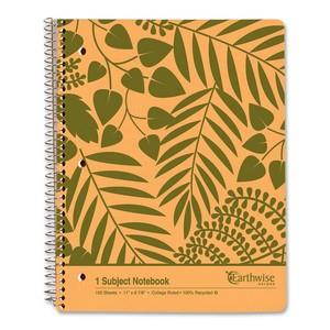 Tops 40103 Oxford Earthwise Recycled 1-Subject Notebook 100 Sheets - Printed - Wire Bound - 20 lb Basis Weight - 8.88" x 11" - White Paper - Recycled - 1 Each