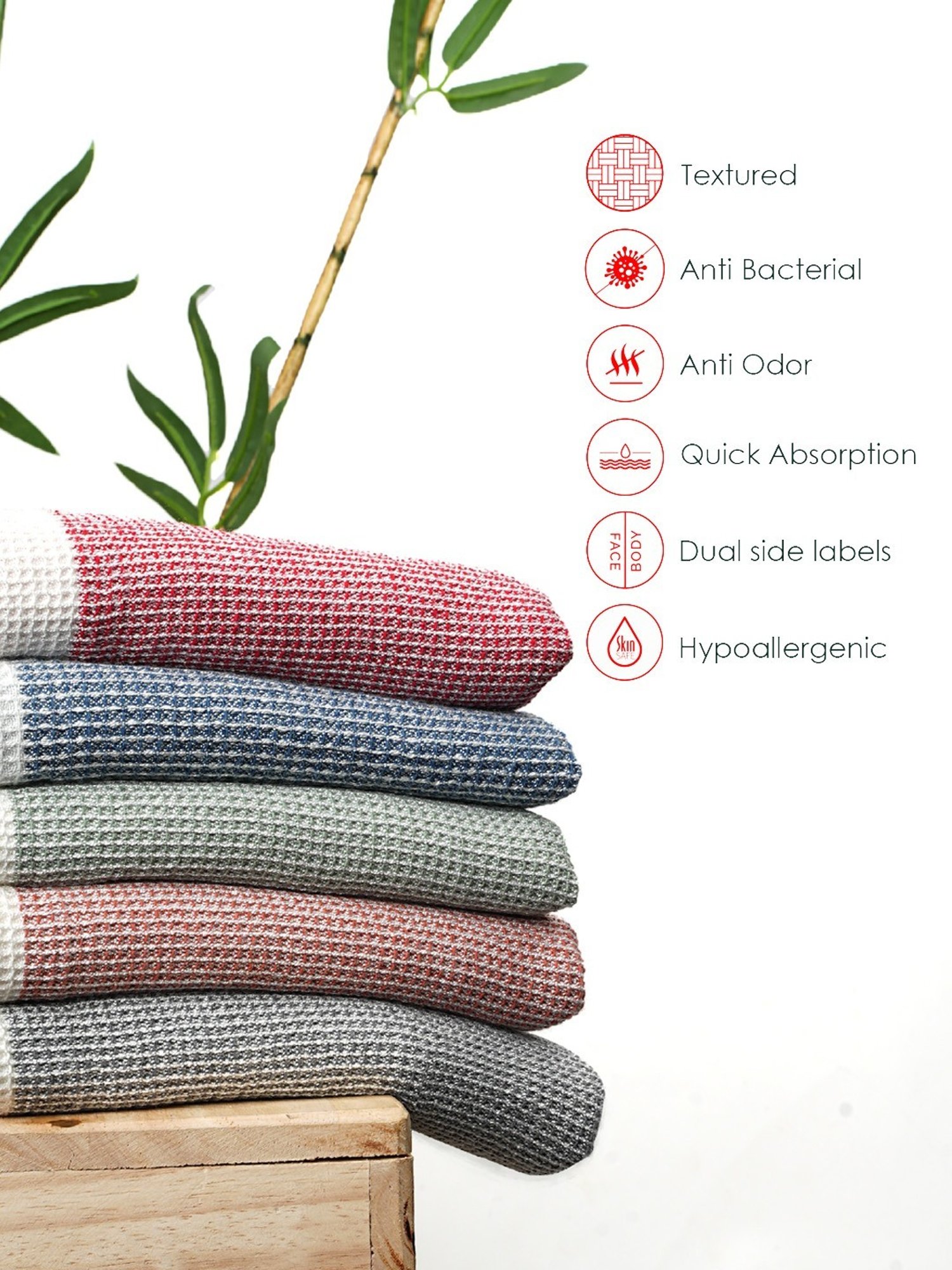 Doctor Towels Bamboo Waffle Solid Charcoal Bamboo Bath Towel